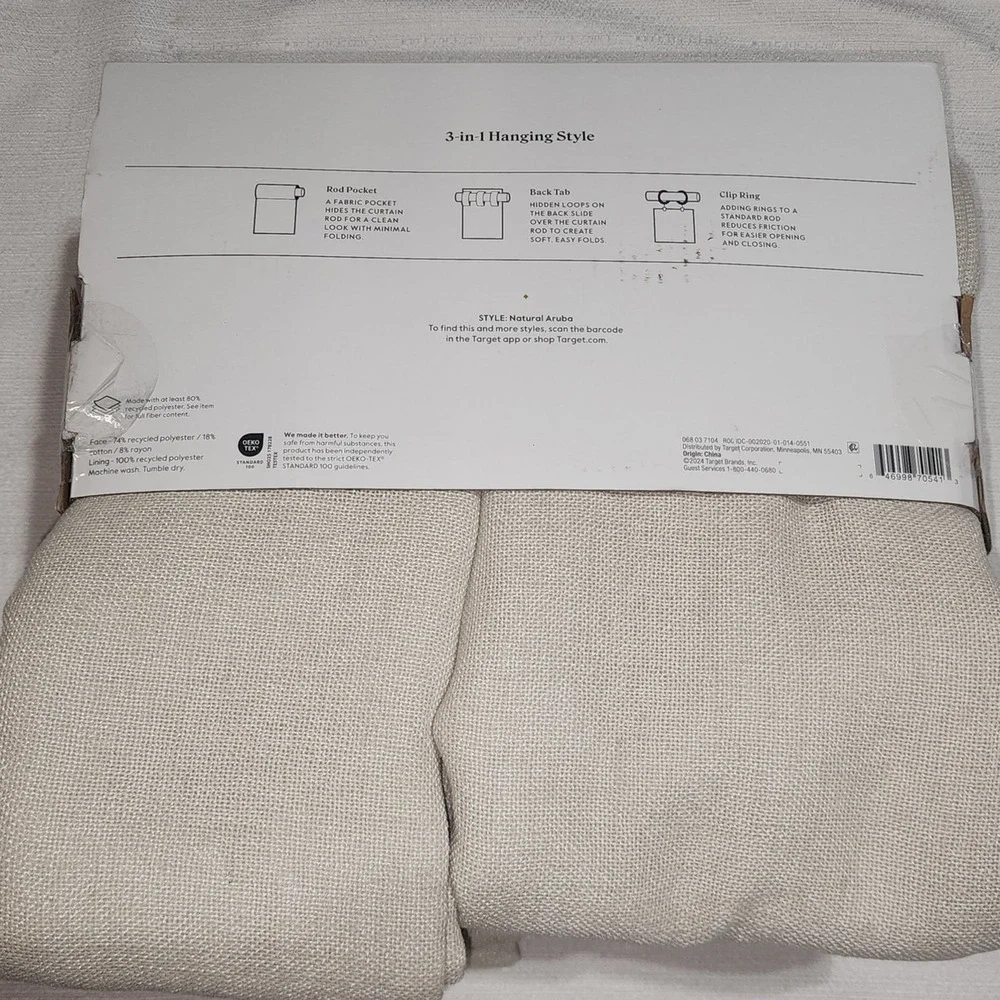 Threshold blackout curtain 2 panels W50'' x L 63'' each natural Aruba
